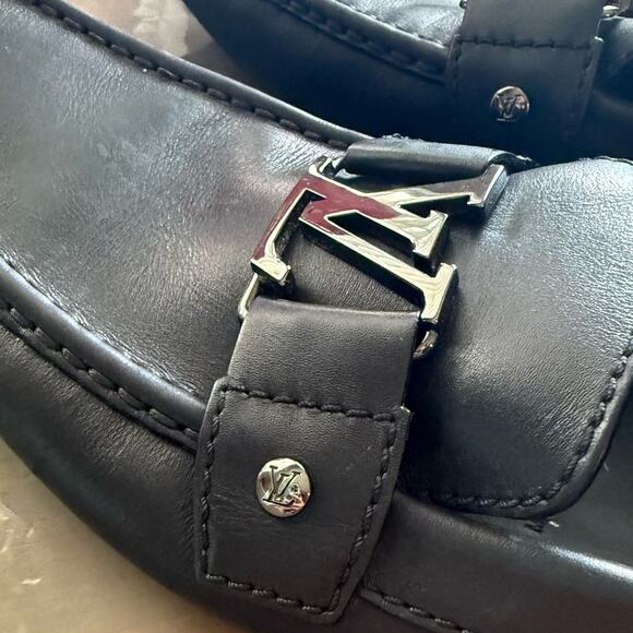 Louis Vuitton Black Monte Carlo Moccasin Loafers Sz 10 - Picture 8 of 14